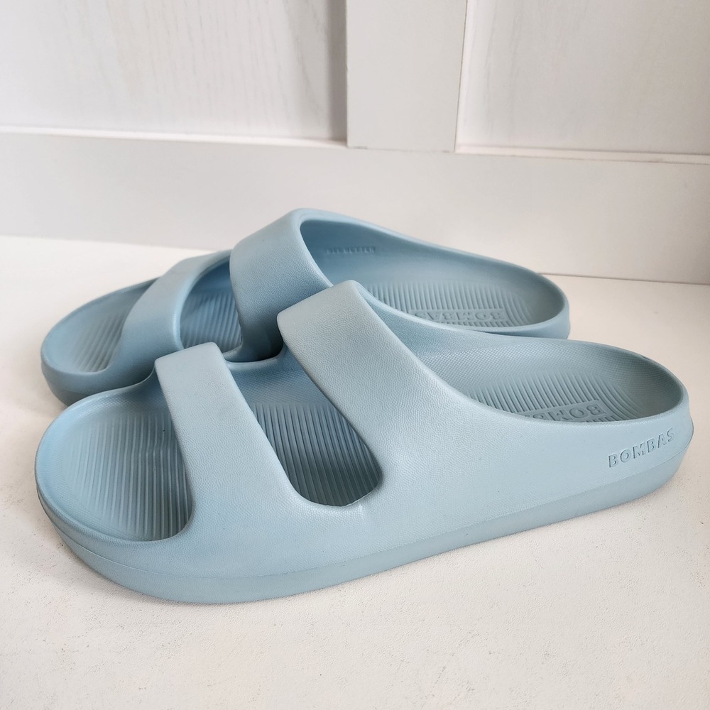 Bombas Friday Slides Light Blue Two Strap Comfort Sandals Womens 10 W10B